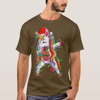 Camiseta Dabbing Unicorn Xmas enciende Navidad en Santa Uni