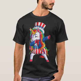 Camiseta Dabbing Unicornio 4 de julio Chica a las mujeres n