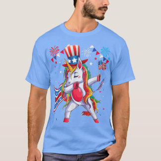 Camiseta Dabbing Unicornio 4 de julio Chica a niñas
