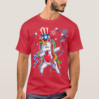 Camiseta Dabbing Unicornio 4 de julio Chica a niñas
