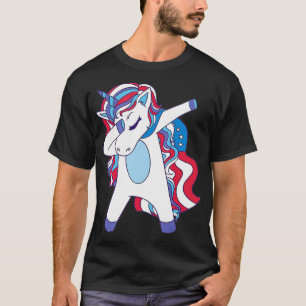 Camiseta Dabbing Unicornio 4 de julio Chica bandera estadou