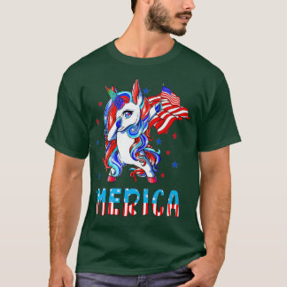 Camiseta Dabbing Unicornio Bandera Americana Patriótica 4