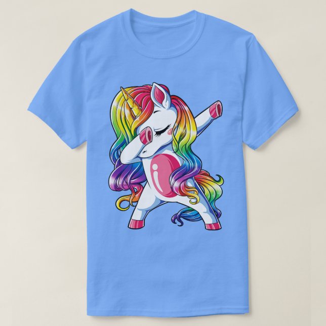 Camiseta Dabbing Unicornio Chicas niños niños niños con cua (Diseño del anverso)