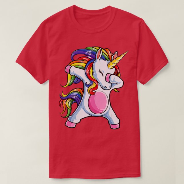 Camiseta Dabbing Unicornio Chicas T Niños Mujeres Iris Unic (Diseño del anverso)