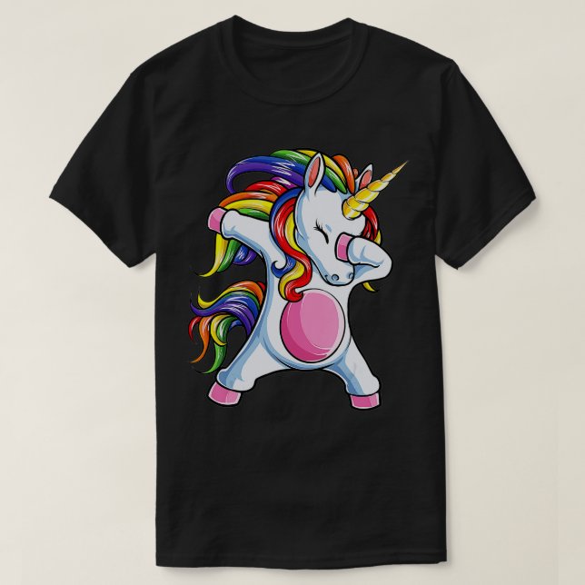 Camiseta Dabbing Unicornio Chicas T Niños Mujeres Iris Unic (Diseño del anverso)