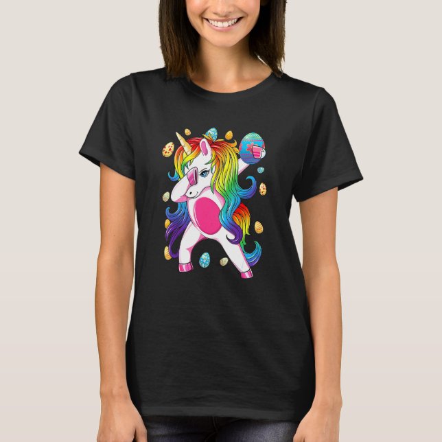 Camiseta Dabbing Unicornio Dab Huevo caza Unicornio Día de  (Anverso)