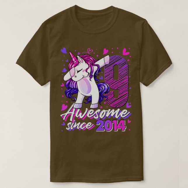 Camiseta Dabbing Unicornio de 9 años Regalos 9 cumpleaños G (Diseño del anverso)