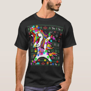 Camiseta Dabbing Unicornio Lámparas de hadas Navidades feos