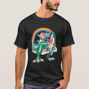 Camiseta Dabbing Unicornio montando videojuego de dinosauri