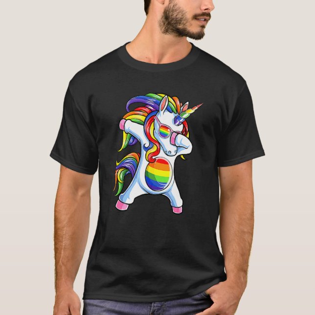Camiseta Dabbing Unicornio Orgullo Gay Lgbt Sensibilización (Anverso)