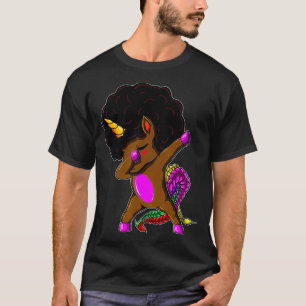 Camiseta Dabbing Unicornio pelo afro afroamericano