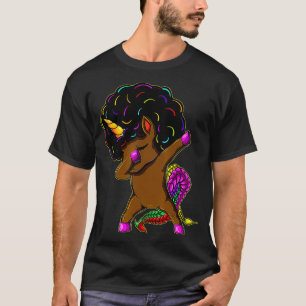 Camiseta Dabbing Unicornio pelo afro afroamericano