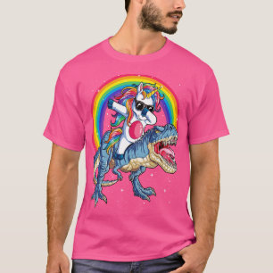 Camiseta Dabbing Unicornio Riding Dinosaur T rex para Chica