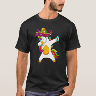 Camiseta Dabbing Unicornio Sombrero Face Máscara Cinco De M
