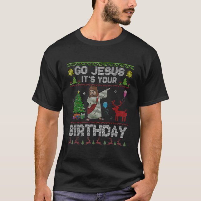Camiseta Dabbing Vamos Jesús es tu cumpleaños Feliz Navidad (Anverso)