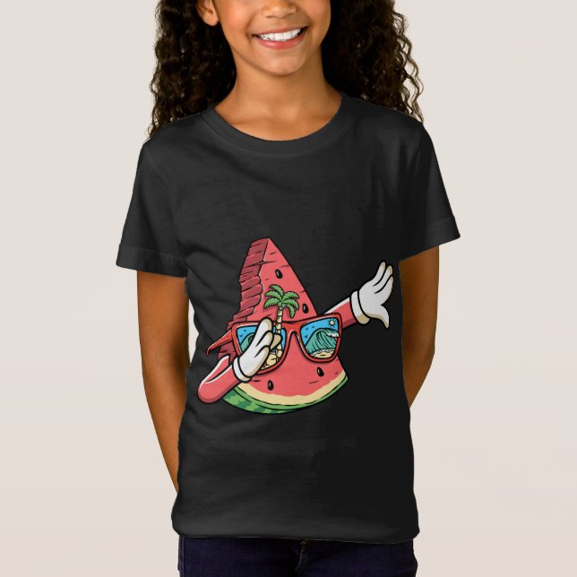 Camiseta Dabbing Watermelon Kawaii Dab Summer Fruit Melon L (Anverso)