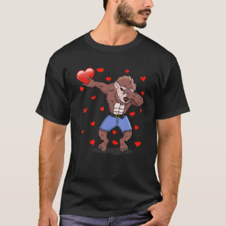 Camiseta Dabbing Werewolf Red Heart Love Día de San Valentí
