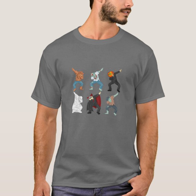 Camiseta Dabbing Werewolf Zombie Vampis Ghost Halloween Co (Anverso)