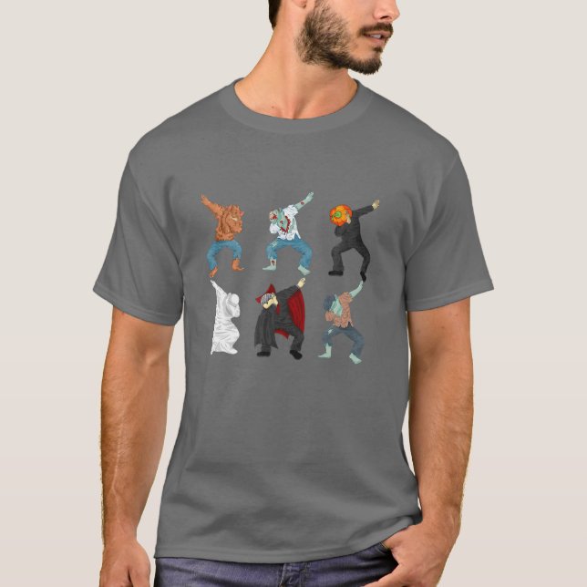 Camiseta Dabbing Werewolf Zombie Vampis Ghost Halloween Co (Anverso)
