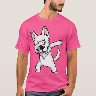 Camiseta Dabbing White German Shepherd Dab Baile