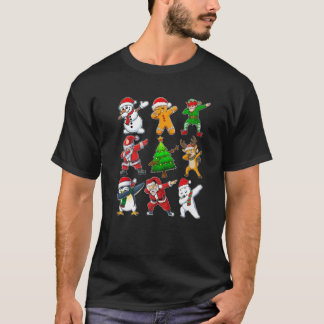 Camiseta Dabbing Xmas Tree Lights Santa Hat Reindeer Christ
