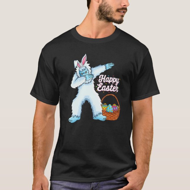 Camiseta Dabbing yeti Easter Eggs conejito niños Chicas de  (Anverso)