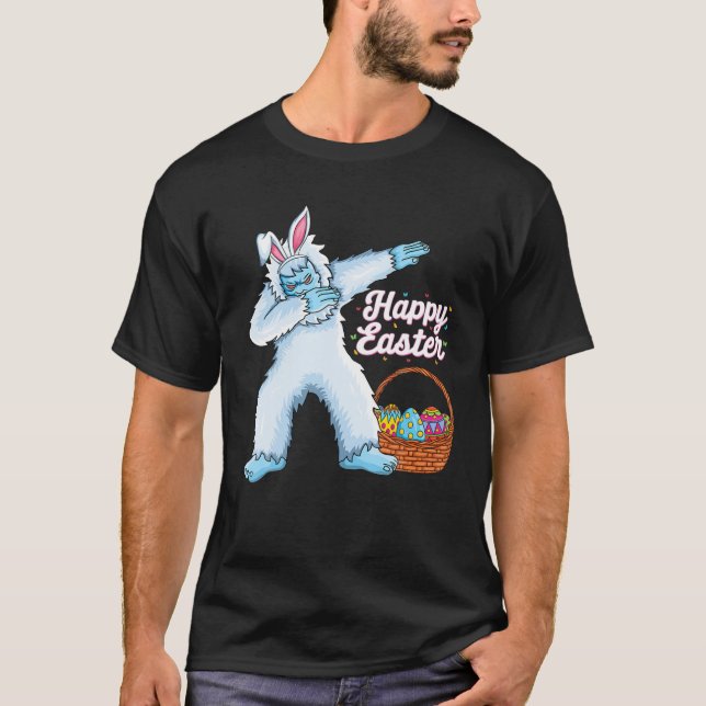 Camiseta Dabbing Yeti Easter Huevos conejitos niños Chicas  (Anverso)