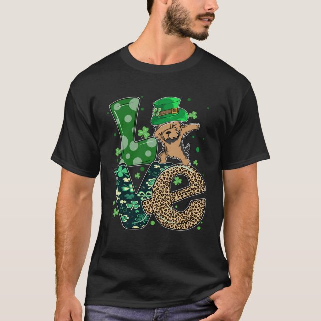 Camiseta Dabbing Yorkie Dog LOVE Shamrock  St Patrick s Day (Anverso)