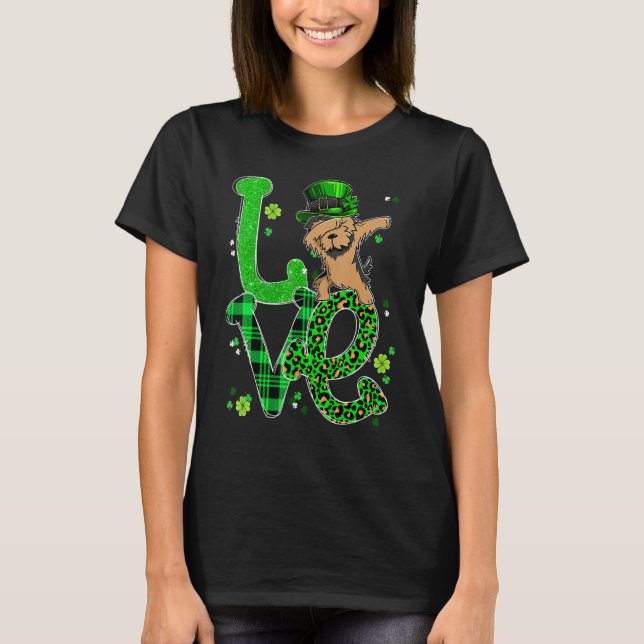 Camiseta Dabbing Yorkie Dog LOVE Shamrock St Patrick's Day (Anverso)