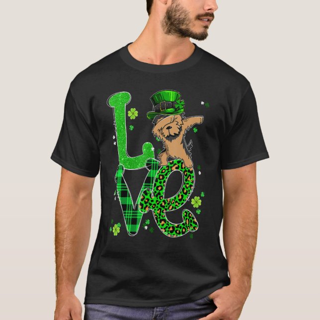 Camiseta Dabbing Yorkie Dog LOVE Shamrock St Patrick's Day (Anverso)