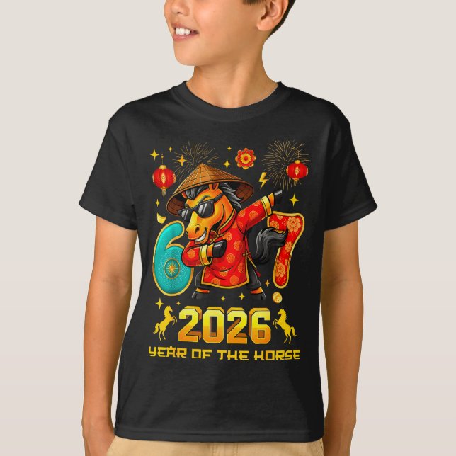 Camiseta Dabbing Zodiac Horse Lunar New Year Chinese New Ye (Anverso)