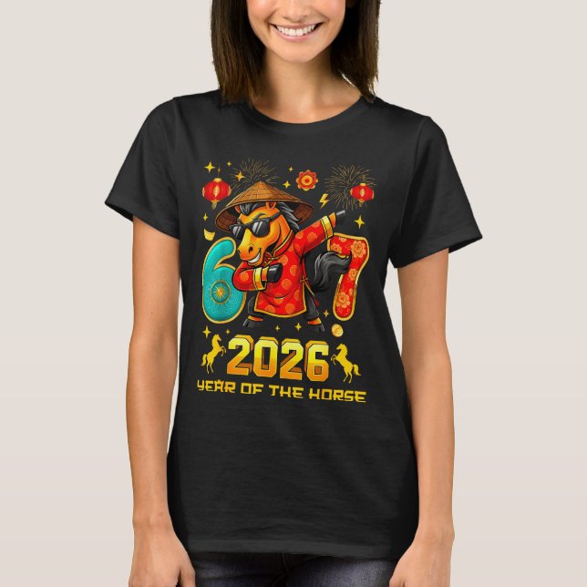 Camiseta Dabbing Zodiac Horse Lunar New Year Chinese New Ye (Anverso)