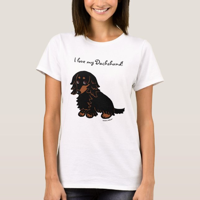 Camiseta Dachshund 3 negro y tan largo haitido (Anverso)