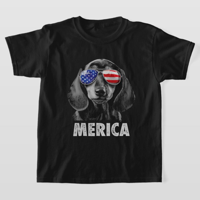 Camiseta Dachshund 4 de julio Merica Hombres Bandera Americ (Distribución)