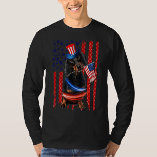 Camiseta Dachshund 4 De Julio Perro Hombres Bandera Estadou