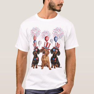Camiseta Dachshund 4 de julio Perro Lover Hombres Mujeres E