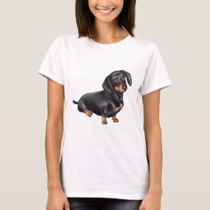 Camiseta Dachshund (A) - Negro y Canela