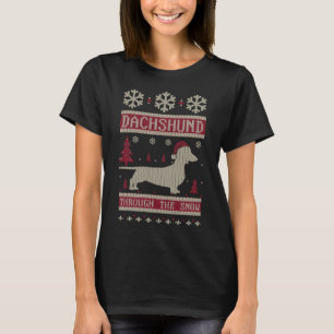 Camiseta Dachshund a través de la nieve