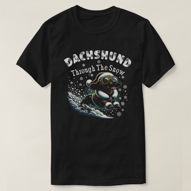 Camiseta Dachshund a través de la Nieve (Diseño del anverso)