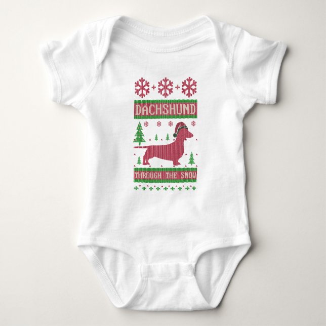 Camiseta Dachshund a través de la nieve (Anverso)
