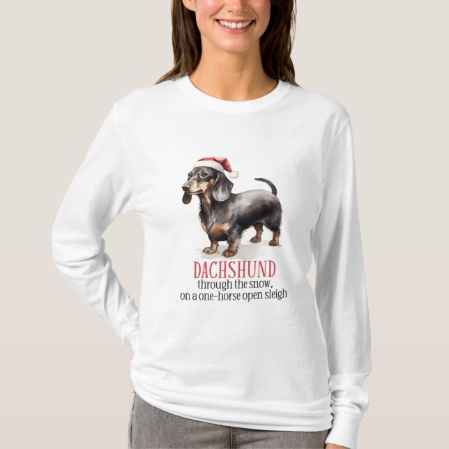 Camiseta Dachshund A Través De La Nieve (Anverso)