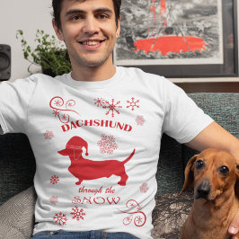 Camiseta Dachshund a través de la nieve