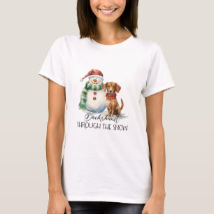 Camiseta Dachshund A Través De La Nieve