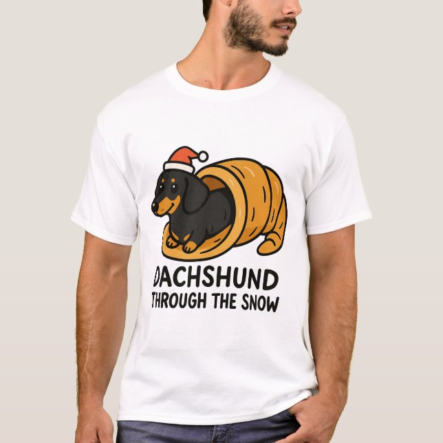 Camiseta Dachshund a Través de la Nieve (Anverso)