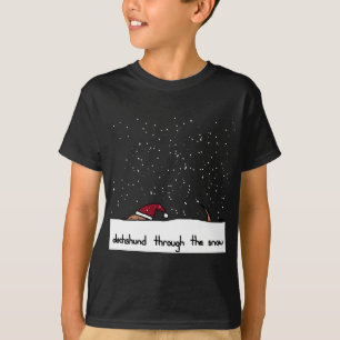 Camiseta dachshund a través de la nieve