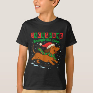 Camiseta Dachshund a través de la nieve divertido perro vie