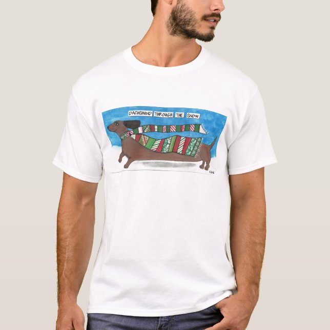 Camiseta Dachshund a través de la nieve - navidad divertido (Anverso)
