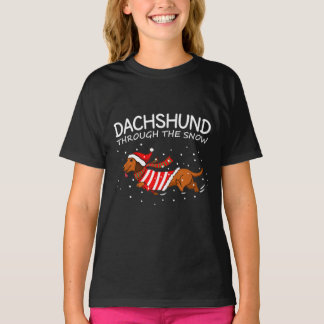 Camiseta Dachshund A Través De Los Navidades De Perro Graci