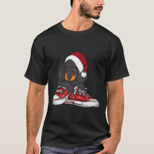 Camiseta Dachshund Adorable En Santa Hat Con Sneakers Chris