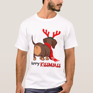 Camiseta Dachshund alegre kissmyass amante de la Navidad pe